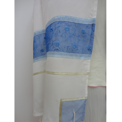 Blue strips silk Tallit for women