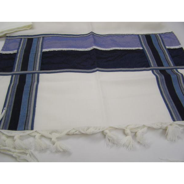 Modern Men Tallit With Blue Decorations