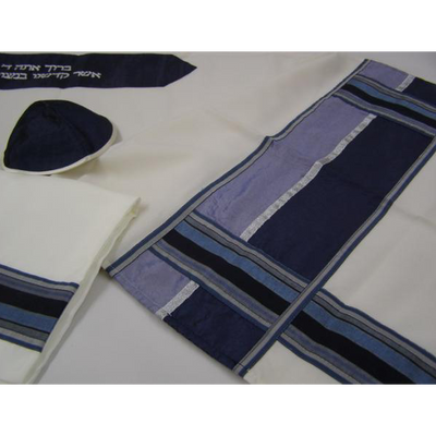 Modern Men Tallit With Blue Decorations