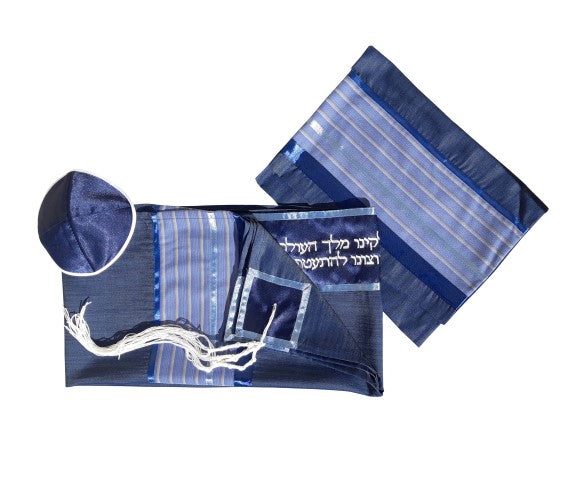 Youthful Easy Going Blue Tallit, Bar Mitzvah Tallit set