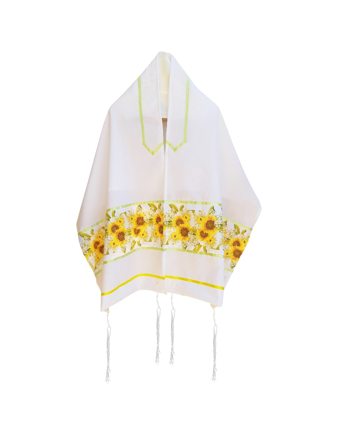 Sunflowers Field Tallit for Women, Girl Tallit, Feminine Tallit, Bat Mitzvah Tallit Set, Floral Tallit open