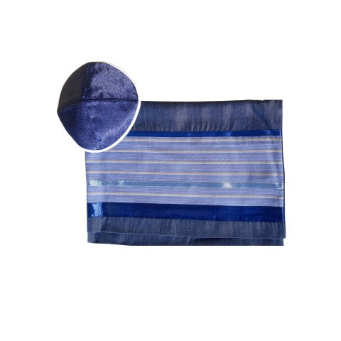 Youthful Easy Going Blue Tallit, Bar Mitzvah Tallit bag kippah